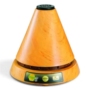 A single cone-shaped propolis diffuser with built-in ioniser (Model L1) made of real natural wood, shown in a clean frontal perspective against a white background – IP-ROCO